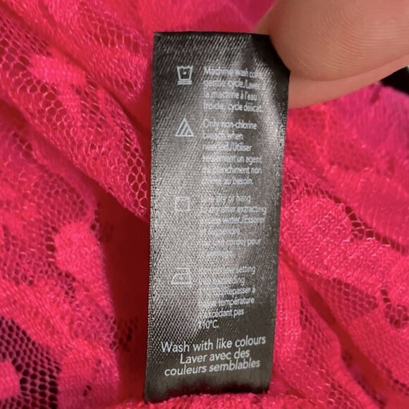 5/$25 George Hot Pink Lace W Black Trim Chemise Lingerie S - Picture 5 of 14